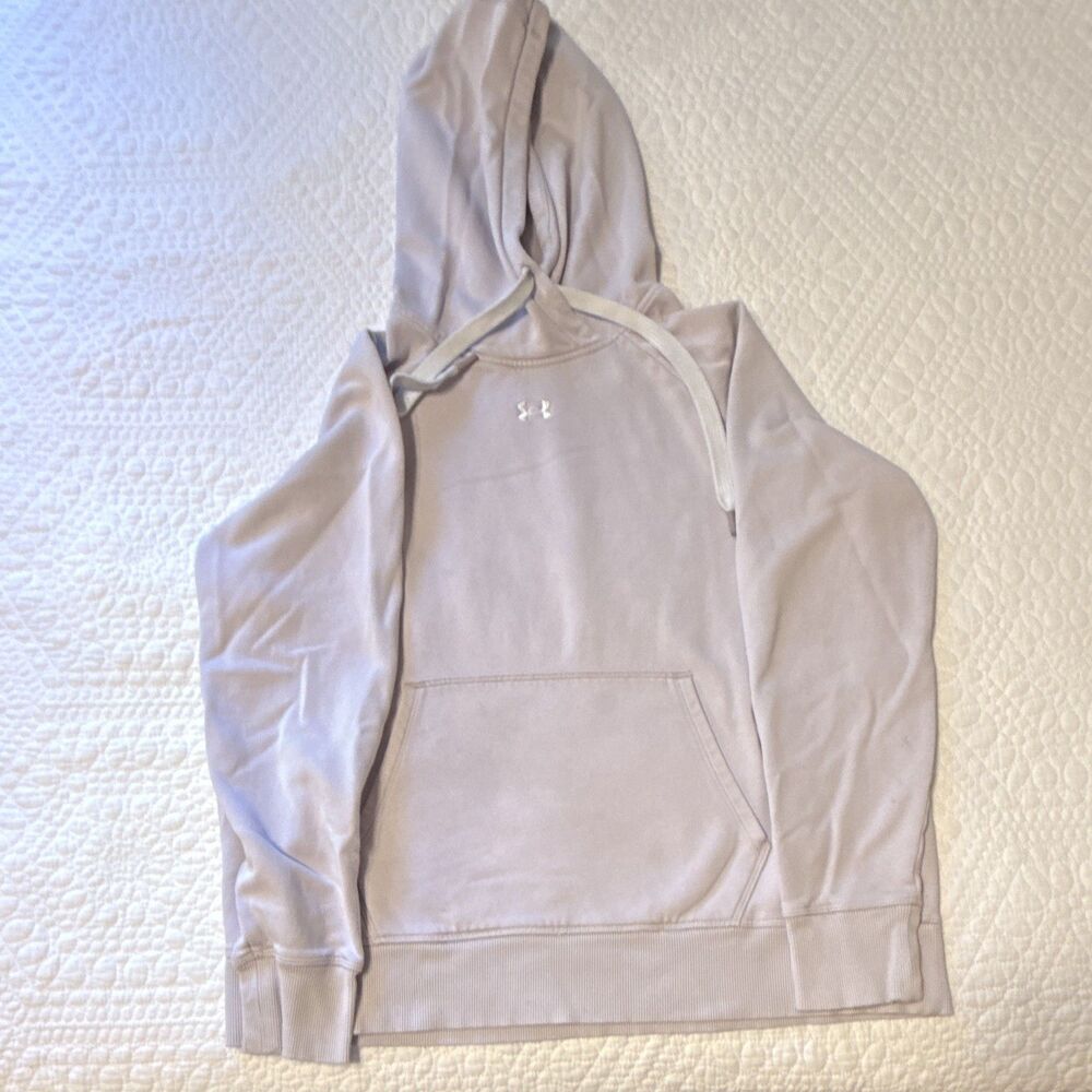 Under Armour Storm Women's Loose Fleece Pullover Hoodie Pockets Beige LG